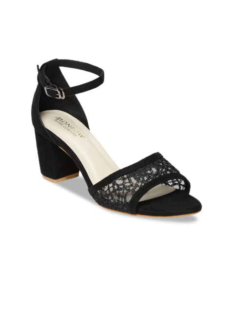 

Monrow Women Black Woven Design Sandals