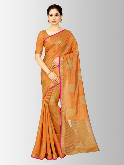 

MIMOSA Orange Art Silk Woven Design Kanjeevaram Saree