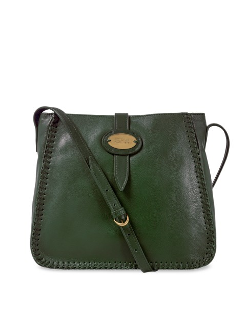 

Hidesign Green Solid Leather Sling Bag