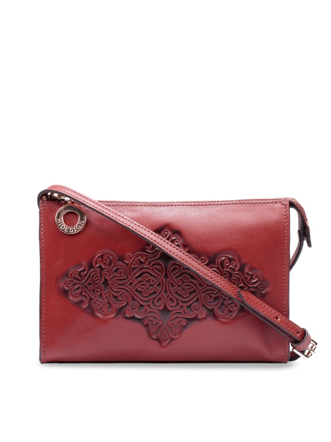 

Hidesign Red Printed Leather Sling Bag