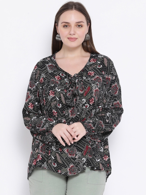 

Oxolloxo Women Black Printed High-Low Top