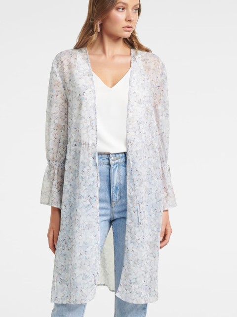 

Forever New Women White Printed Open Front Shrug
