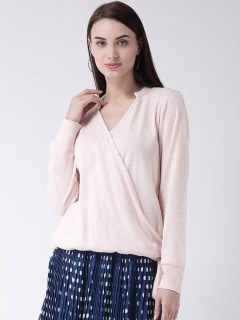 

Leo Sansini Women Pink Solid Wrap Top
