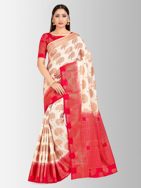 

MIMOSA Off-White Art Silk Woven Design Kanjeevaram Saree