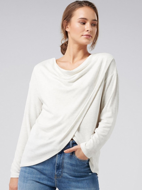 

Forever New Women Off-White Solid High-Low Top