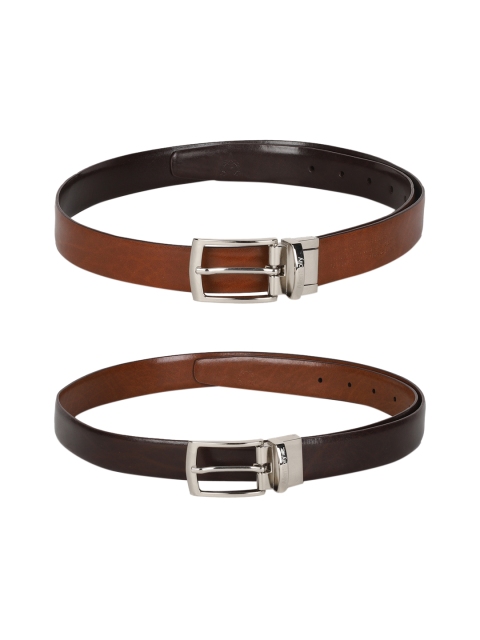 

Allen Solly Men Brown & Black Solid Reversible Leather Belt
