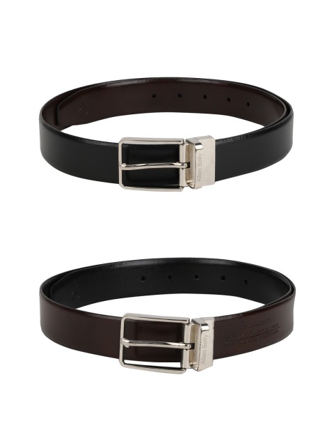 

Allen Solly Men Black & Brown Textured Leather Reversible Belt