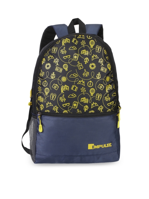 

Impulse Unisex Yellow & Black Graphic Backpack