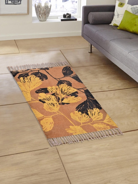 

EverHOME Yellow & Black Printed Pure Cotton No-Shredding Dhurrie