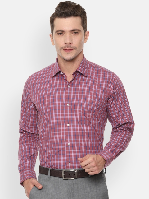 

Van Heusen Men Pink & Navy Blue Slim Fit Checked Formal Shirt