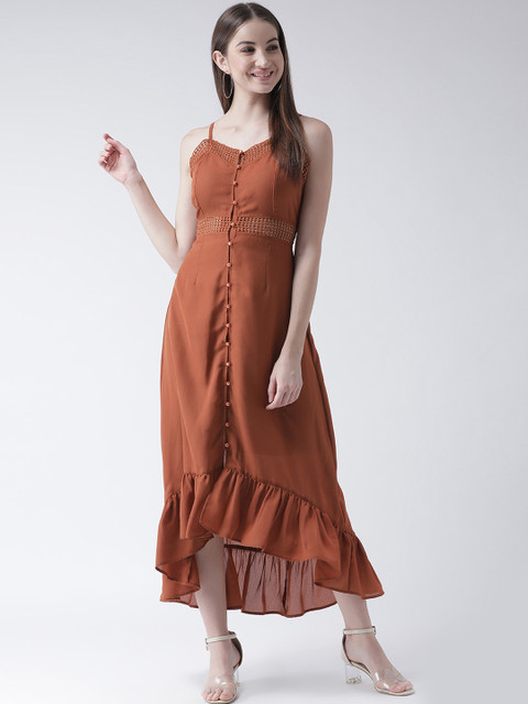 

Texco Women Rust Solid Fit and Flare Dress