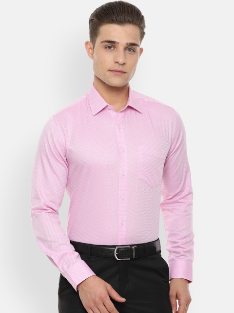 

Van Heusen Men Pink Slim Fit Self Design Formal Shirt