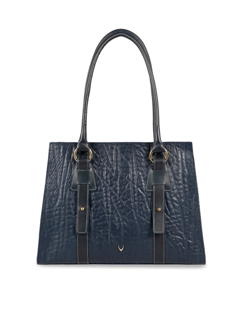 

Hidesign Blue Elephant Skin Textured Leather Shoulder Bag