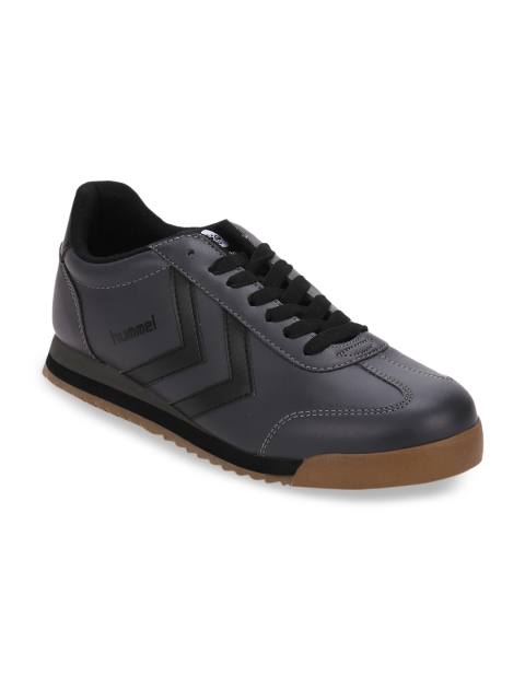 

hummel Unisex Grey Solid Suede Mid-Top Sneakers