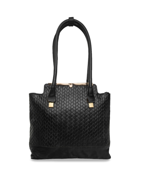 

Hidesign Black Textured Leather Shoulder Bag