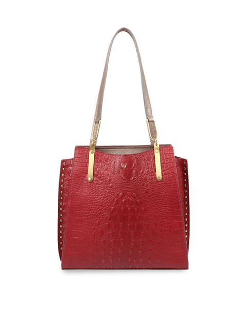 

Hidesign Maroon Crocodile Skin Textured Leather Shoulder Bag