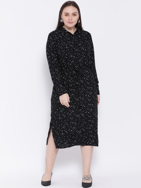 

Oxolloxo Women Printed Black Shirt Dress