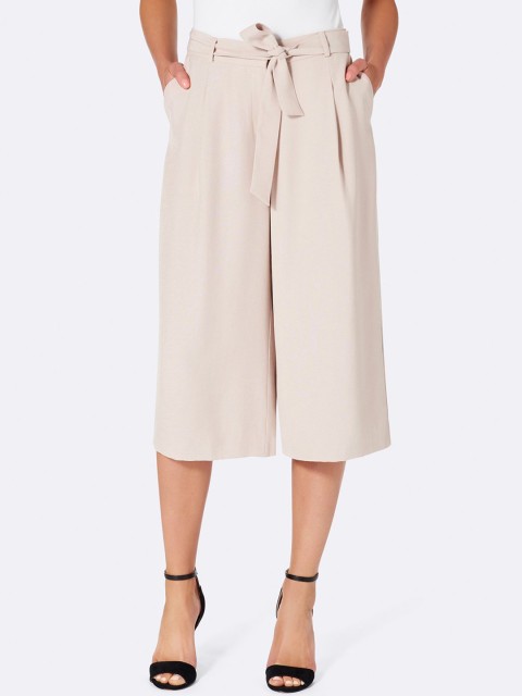 

Forever New Women Cream-Coloured Loose Fit Solid Parallel Trousers