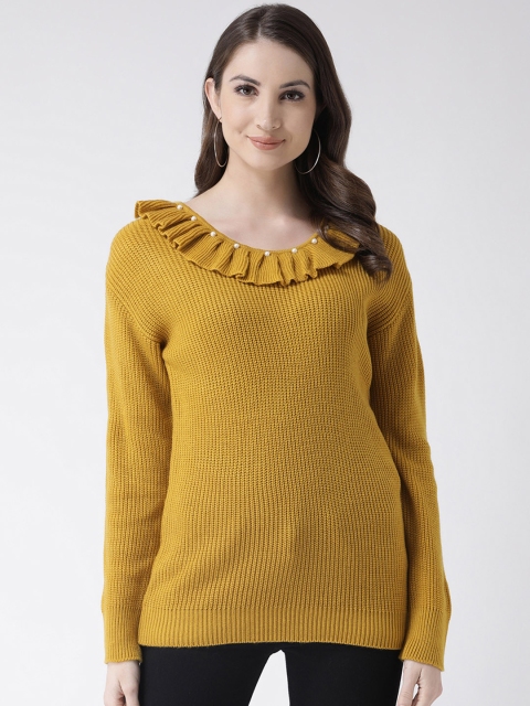 

Club York Women Mustard Yellow Solid Sweater