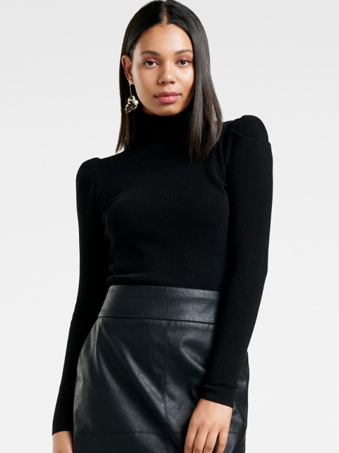 

Forever New Women Black Solid Pullover Sweater