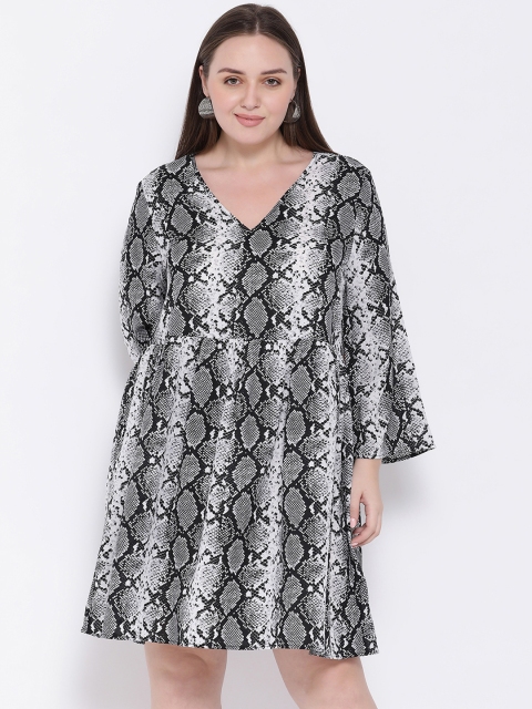 

Oxolloxo Women Black Animal Print A-Line Dress
