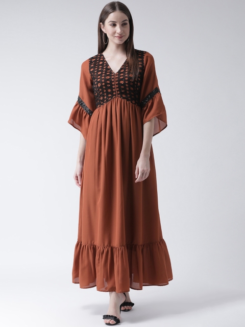

Texco Women Rust Embellished Maxi Dress