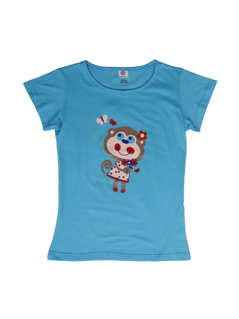 

Chipbeys Girls Blue Printed Round Neck T-shirt