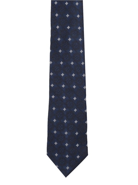 

Peter England Navy Blue & Grey Woven Design Broad Tie