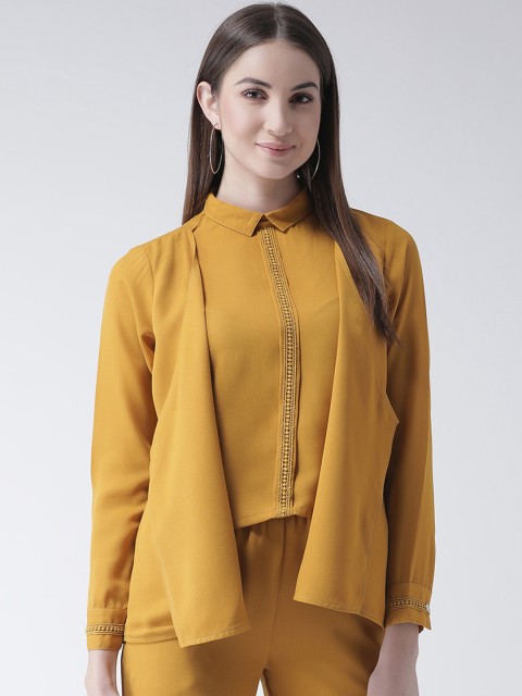 

Texco Women Mustard Yellow Solid Shirt Style Top