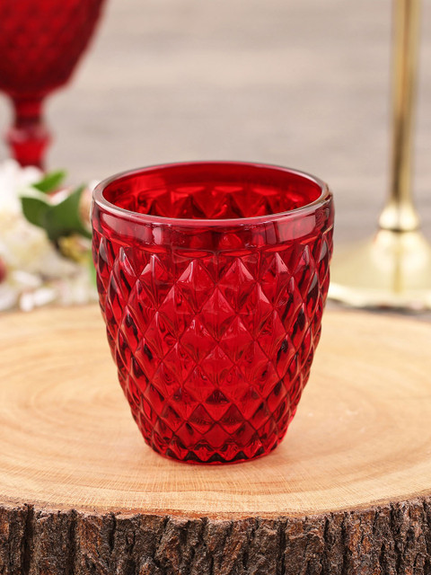 

Pure Home and Living Set of 6 Red Textured Drinking Glasses