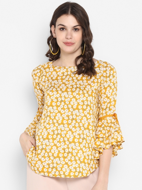 

The Vanca Women Yellow Printed Top