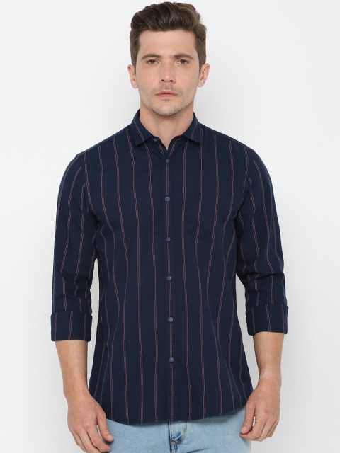 

Solly Jeans Co. Men Navy Blue Regular Fit Striped Casual Shirt