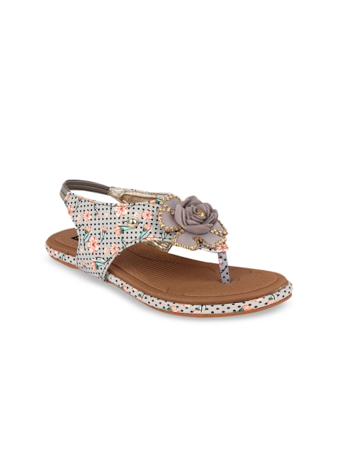 

Shoetopia Women Grey Printed Open Toe Flats