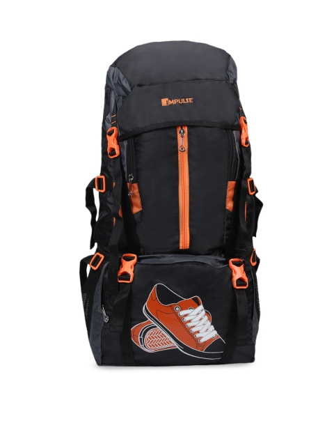 

Impulse Unisex Black & Orange Printed Large Rucksack