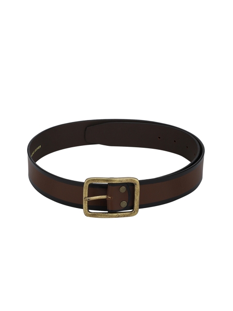 

Red Tape Men Brown & Black Solid Leather Belt