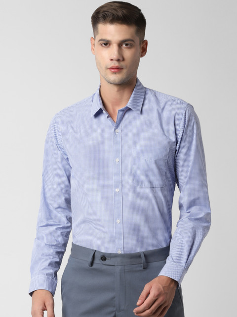 

Peter England Men Blue Regular Fit Checked Formal Shirt