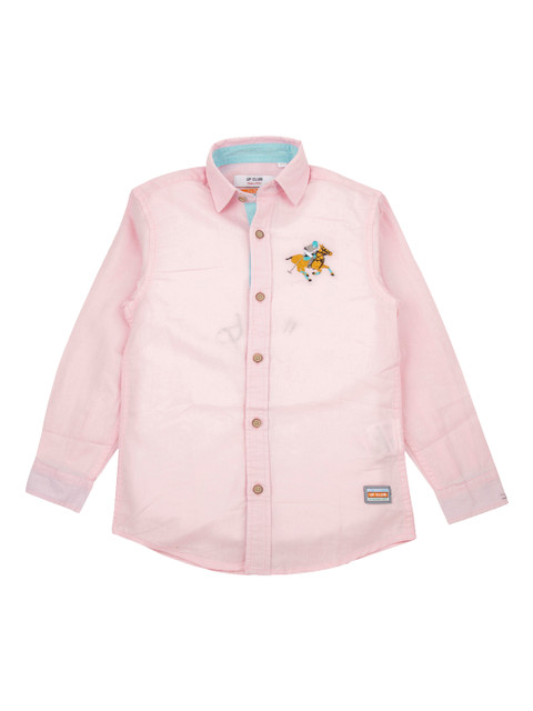 

UF CLUB Boys Pink Comfort Regular Fit Solid Casual Shirt