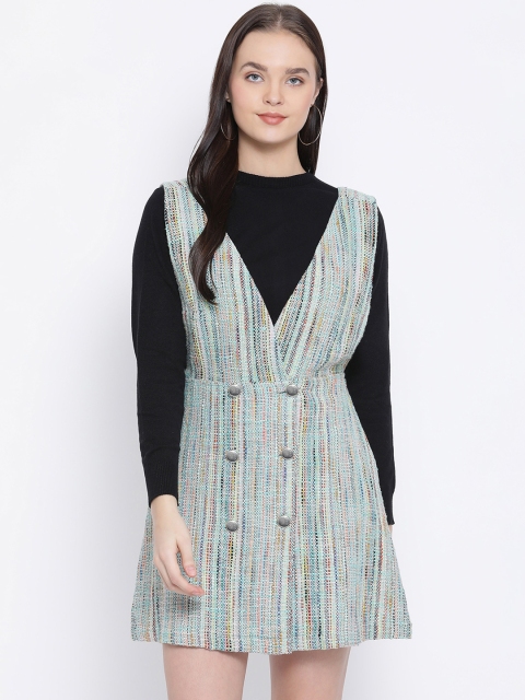 

Oxolloxo Women Multicoloured Self Design Pinafore Dress, Multi