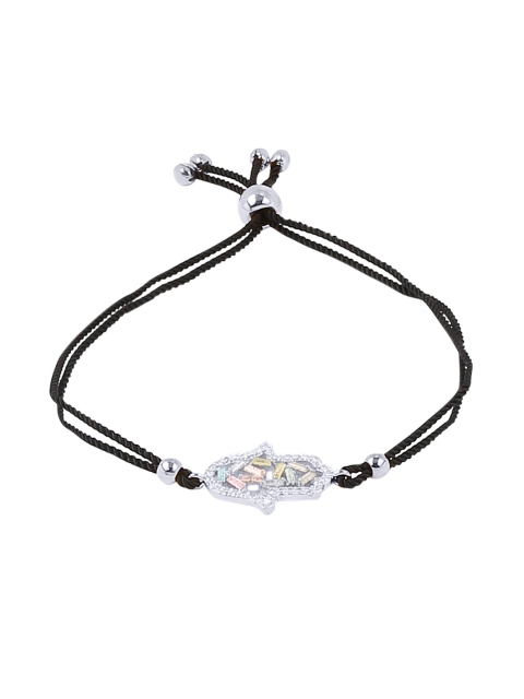 

Moon Dust White Sterling Silver Plated Hamsa Charm Bracelet