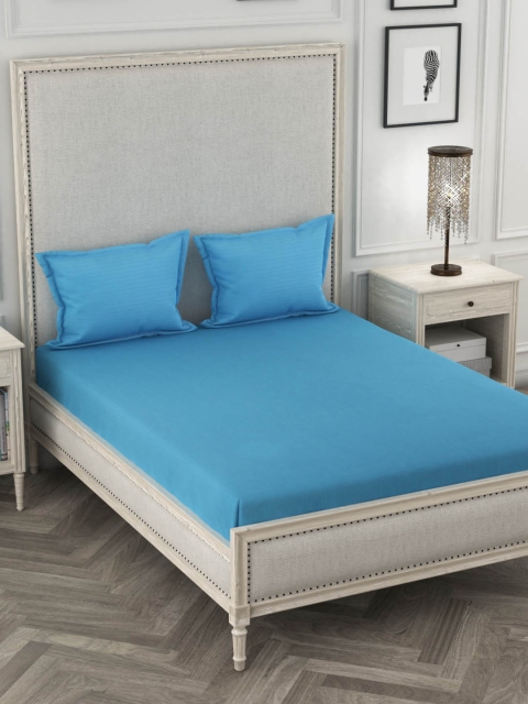 

Ariana Blue Striped 210 TC Cotton 1 King Bedsheet with 2 Pillow Covers