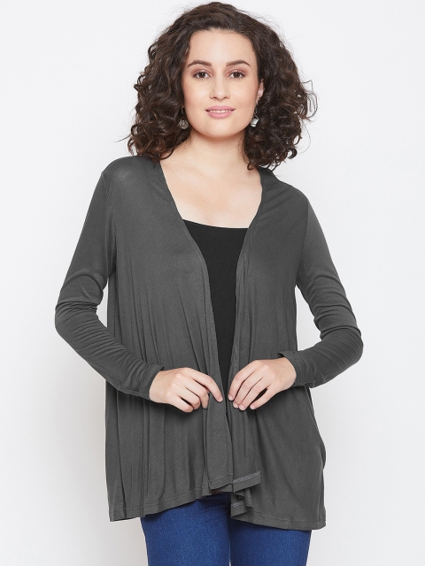 

LUCERO Women Grey Solid Open Front Shrug