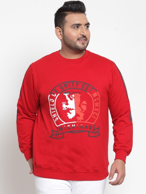 

plusS Men Red & White Printed Sweatshirt
