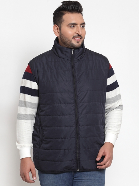 

plusS Men Navy Blue Solid Puffer Jacket