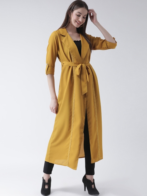 

Texco Women Mustard Yellow Solid Open Front Shrug