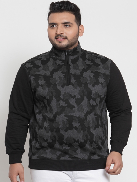 

plusS Men Black Printed Sweatshirt