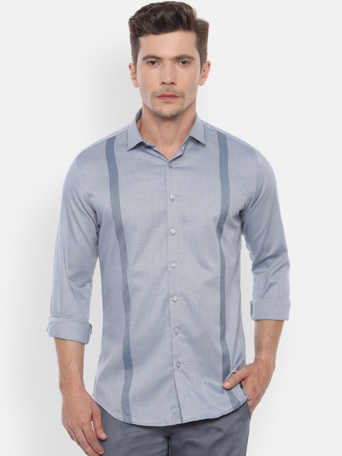 

V Dot Men Grey Skinny Fit Printed Casual Shirt