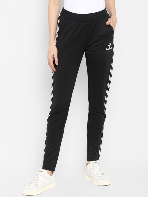 

Hummel Women Black & White Chevron Printed Track Pants