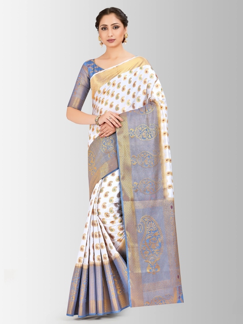 

MIMOSA Off-White Art Silk Woven Design Kanjeevaram Saree