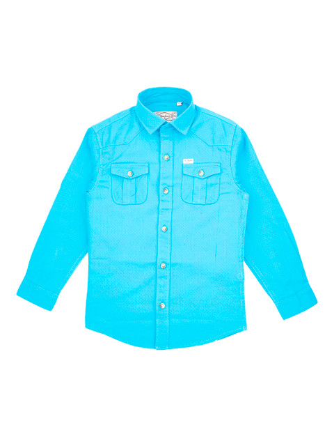 

F4B Boys Blue Comfort Regular Fit Solid Casual Shirt