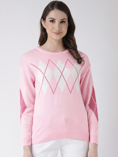 

Club York Women Pink Checked Sweater